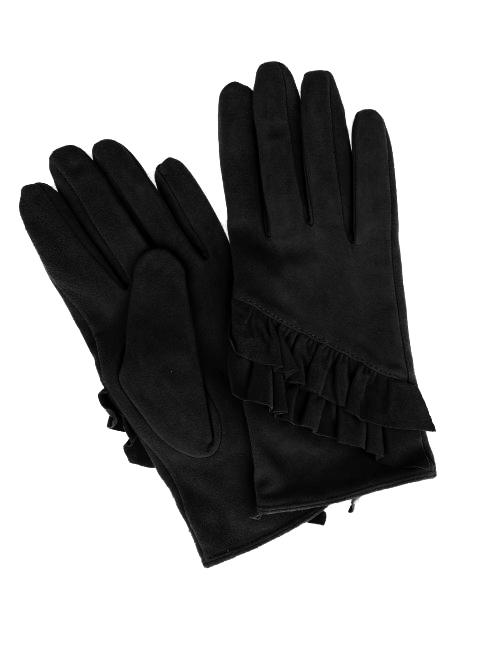 TOSCA BLU Guanto con rouches in pelle suede  negru - Mănuși