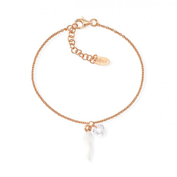 AMEN CORNETTI Bratara din argint cu trandafiri de zircon alb si email alb Trandafir - Brățări