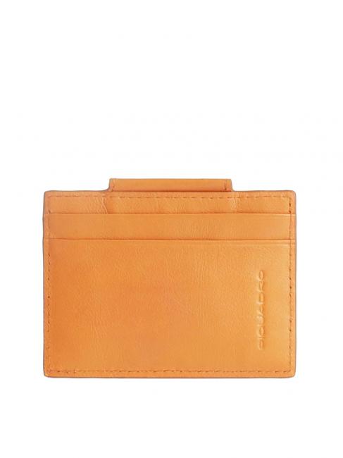 PIQUADRO URBAN Suport card de credit din piele ORANGE - Portofele bărbați