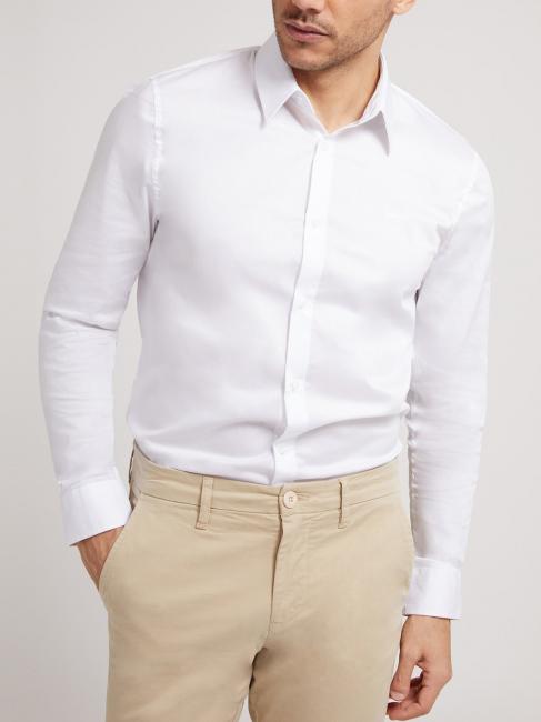 GUESS SUNSET sunset camicia manica lunga Cămașă din bumbac elastic alb purpuriu - Cămăși pentru bărbați