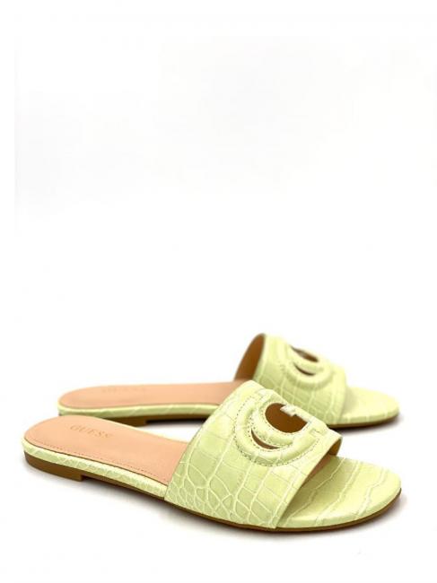 GUESS TASHIA 2 Papuci cu imprimeu nucă de cocos lămâie verde - Pantofi femei
