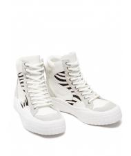 TWINSET Sneaker alta in pelle con inserti zebrati  zebră albă / blană - Pantofi femei - 1