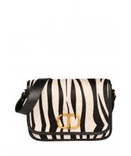 TWINSET Borsa a tracolla in pelle stampa zebra  zebră cu blană zăpadă / neagră - Genți femei - 1