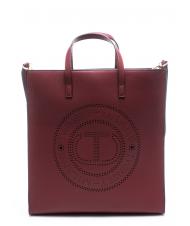 TWINSET LOGO FORELLATO Shopper vertical cu curea de umar zmeura inchisa - Genți femei - 1