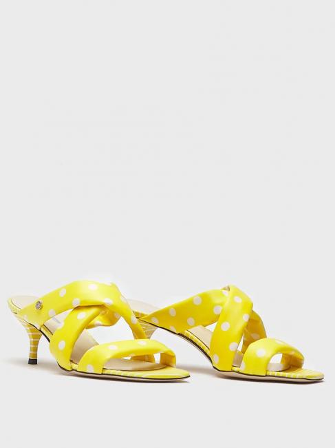 MANILA GRACE Sandalo sabot in pelle stampa pois  galben/alb - Pantofi femei