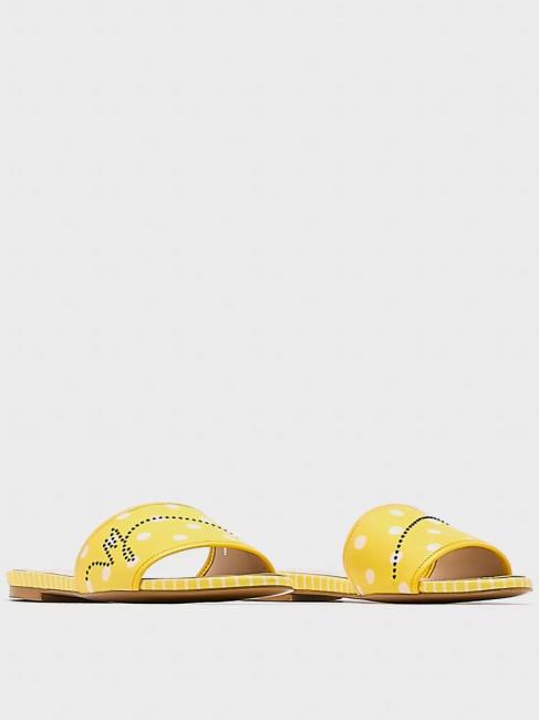 MANILA GRACE Ciabatta flat a pois  galben/alb - Pantofi femei