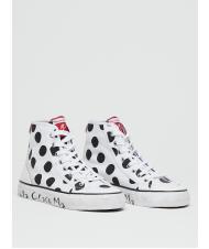 MANILA GRACE Sneaker high top a pois in canvas  - Pantofi femei