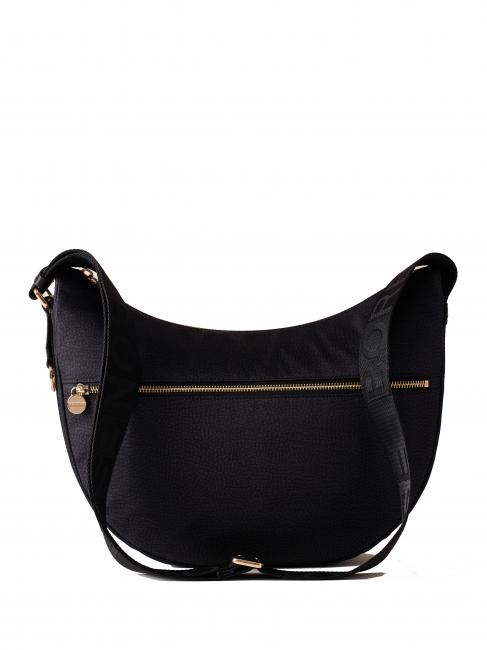 BORBONESE LUNA BAG MIDDLE ECO LINE LUNA Geantă de umăr din material textil jet op negru închis - Genți femei