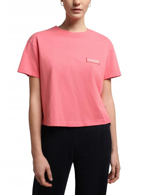 NAPAPIJRI S-MORGEN W Tricou din bumbac cu decolteu lacrimă roz - tricou