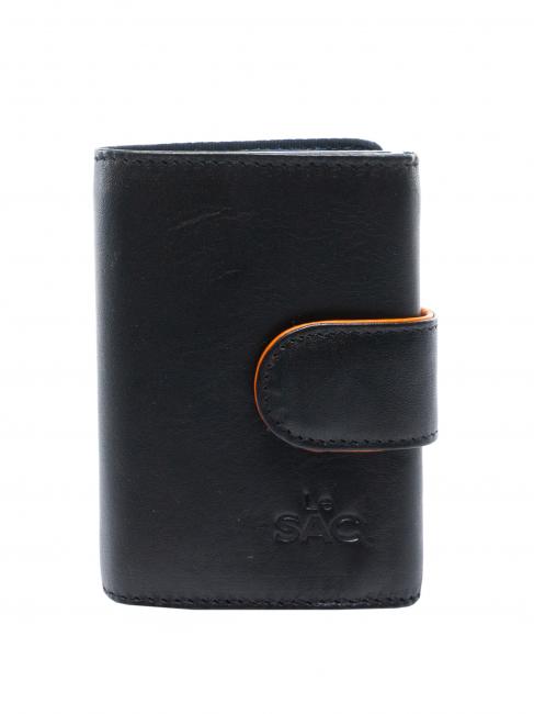 LESAC COLORFULL Portofel din piele cu suport card din aluminiu negru - Portofele bărbați