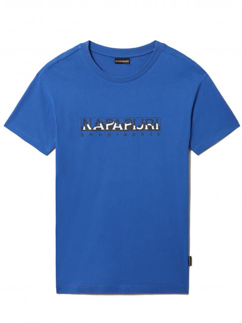 NAPAPIJRI S-SELLA SS Tricou cu logo din bumbac cu decolteu ras parașutist albastru - tricou