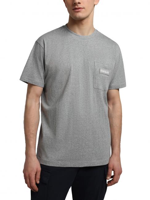 NAPAPIJRI S-MORGEX Tricou din bumbac cu decolteu rotund cu micro-logo melange gri mediu - tricou