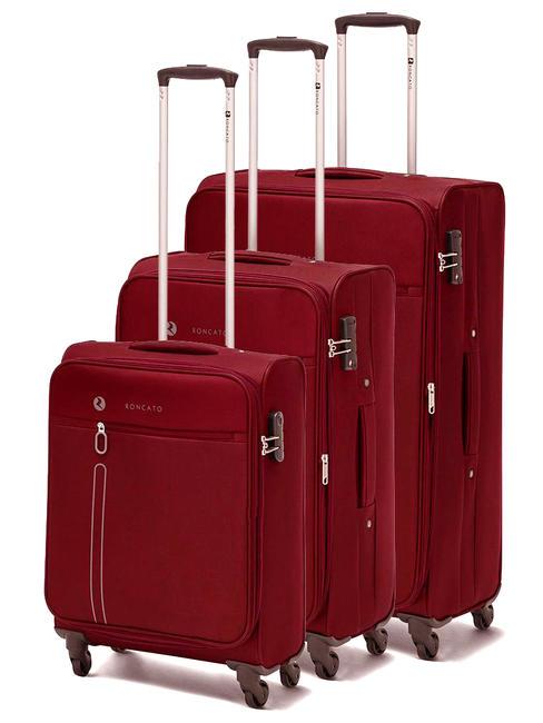 R RONCATO ONE WAY Set 3 troller bagaje de mână, exp. medie, exp. mare roșu - Set trolere