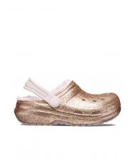 CROCS CLASSIC LINED GLITTER KIDS Sabot captusit - Pantofi pentru bebeluși