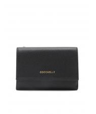 COCCINELLE METALLIC SOFT Portofel dublu din piele ciocanita - Portofele femei