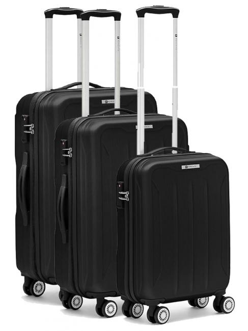 R RONCATO FLIGHT Set 3 carucioare pentru bagaje de mana, medii, mari negru - Set trolere