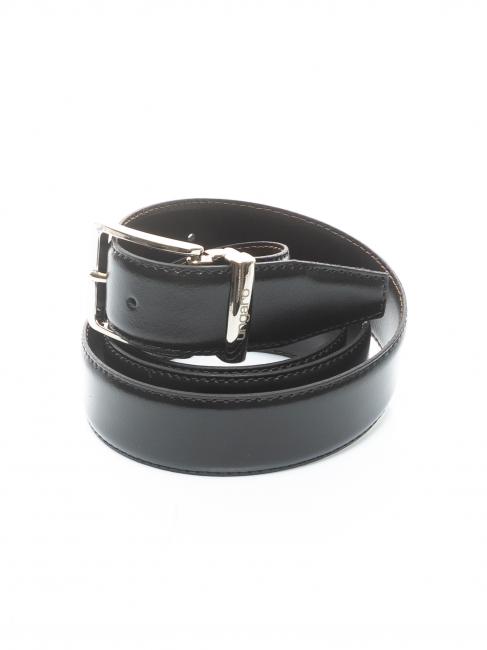 UNGARO Cintura doubleface in pelle passante metallo, poate fi scurtat la masura negru / maro închis - Curele