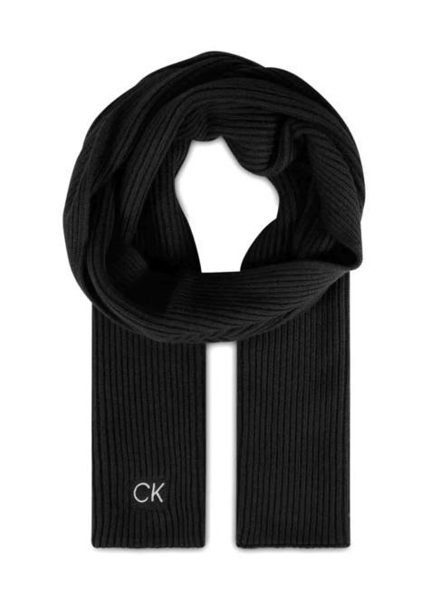 CALVIN KLEIN CLASSIC RIBBON Eșarfă din bumbac cu nervuri negru - Eșarfe