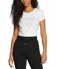GUESS TRIANGLE CRYSTAL LOGO Tricou din bumbac cu strasuri alb purpuriu - tricou - 1