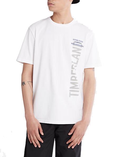 TIMBERLAND BRAND CARRIER Tricou cu grafică imprimată alb - tricou