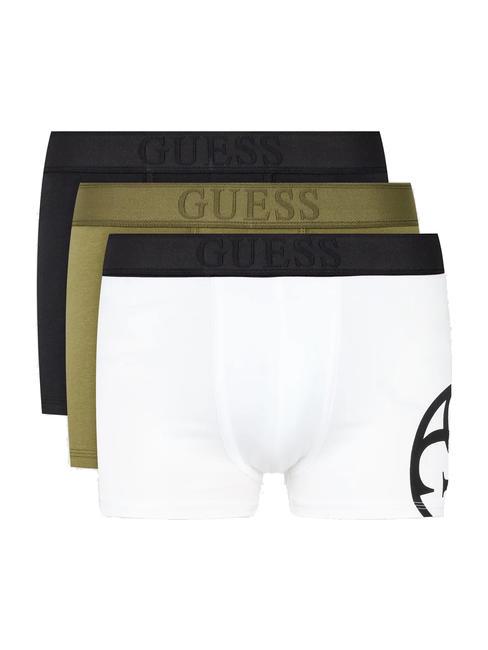 GUESS PLACED LOGO Set 3 boxeri 4g blk alb verde buștean - Slip pentru bărbați