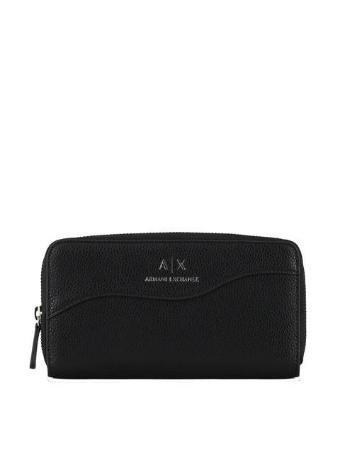ARMANI EXCHANGE A|X Fermoar mare în jurul portofelului negru - Portofele femei