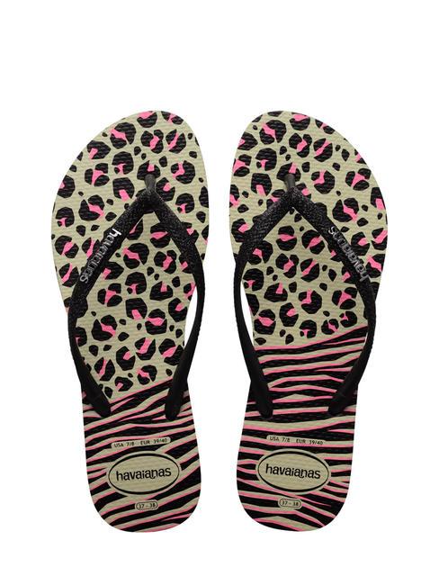 HAVAIANAS SLIM FLATFORM Șlapi imprimați gri inchis - Pantofi femei