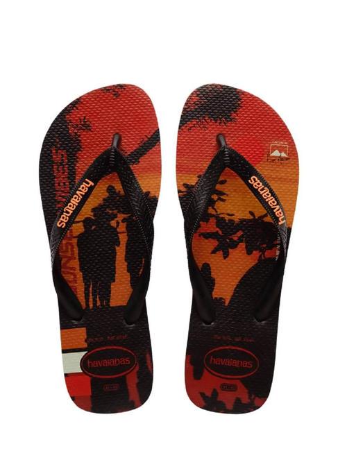 HAVAIANAS Haltere HYPE negru/negru/begonia portocaliu - Pantofi bărbați