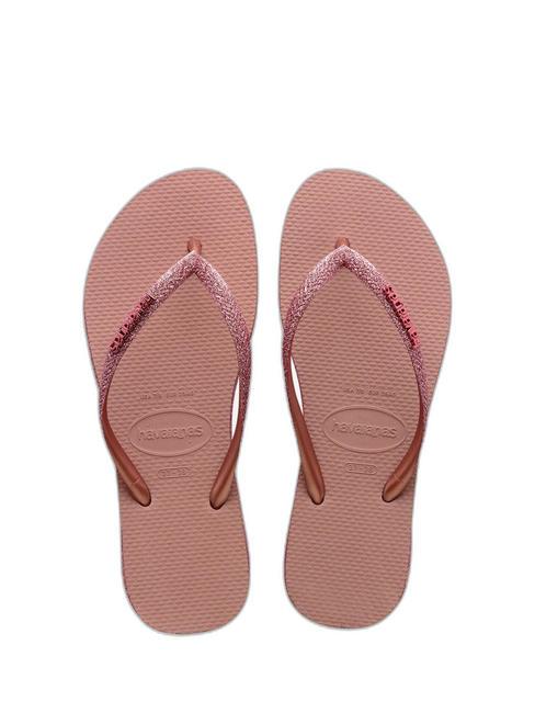 HAVAIANAS SLIM SPARKLE II Papuci flip-flop crocus rose/blush auriu - Pantofi femei