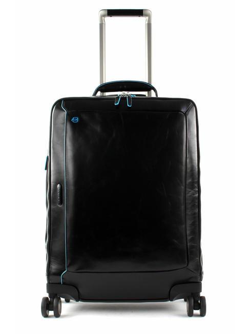 PIQUADRO BLUE SQUARE Cărucior pentru bagaje de mână din piele, suport PC de 15,6". negru - Bagaje de mână