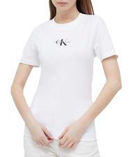 CALVIN KLEIN CK JEANS MONOLOGO Tricou slim-fit din bumbac Alb strălucitor - tricou - 1