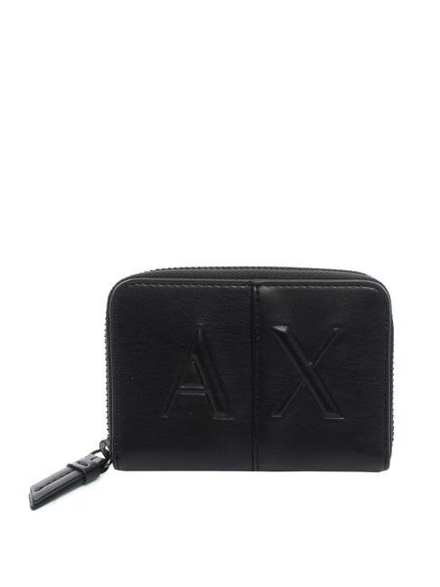 ARMANI EXCHANGE LOGO EMBOSSED Portofel mic cu fermoar negru - Portofele femei