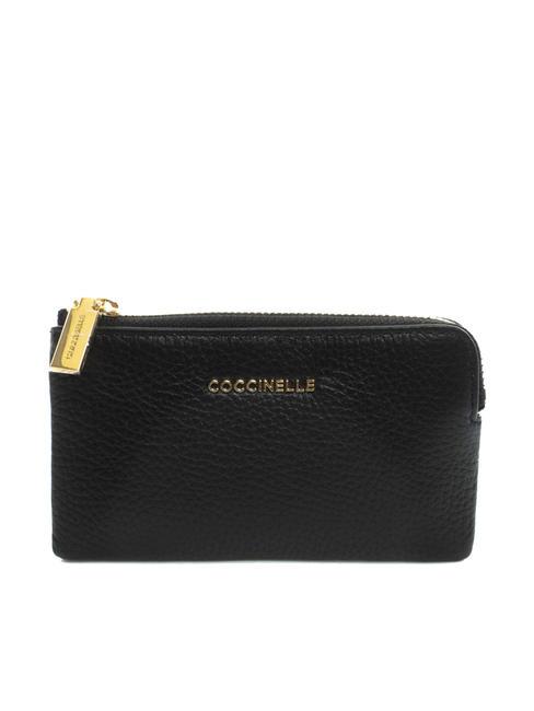 COCCINELLE METALLIC SOFT Poșetă plic pentru monede negru - Portofele femei