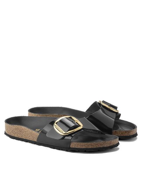 BIRKENSTOCK MADRID BIG BUCKLE Sandale din piele lacuita strălucește negru - Pantofi femei