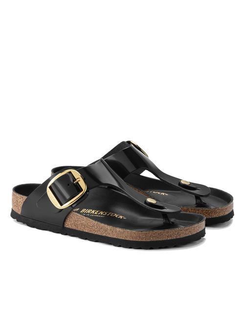 BIRKENSTOCK GIZEH BIG BUCKLE Flip-flops din piele lacuita strălucește negru - Pantofi femei