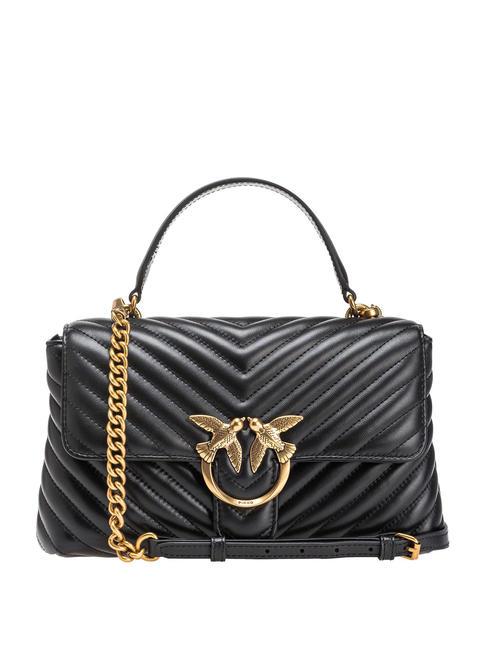 PINKO CLASSIC LADY LOVE BAG geanta chevron aur negru-vechi - Genți femei