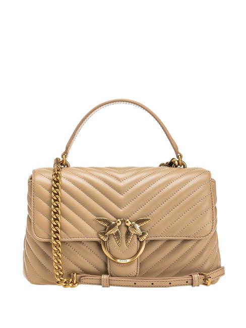 PINKO CLASSIC LADY LOVE BAG geanta chevron biscuit de ghimbir-aur antic - Genți femei