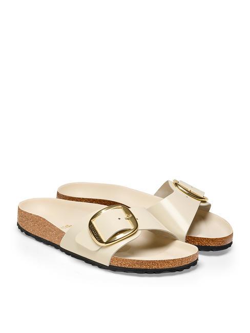 BIRKENSTOCK MADRID BIG BUCKLE Papuc din piele lacuita stralucire ecru - Pantofi femei