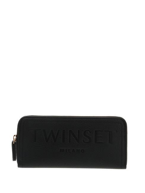 TWINSET EMBOSSED LOGO Portofel cu fermoar negru - Portofele femei