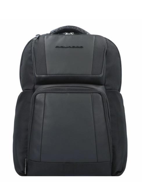 PIQUADRO WALLABY Rucsac din piele și material textil, suport pentru pc de 14". negru - Rucsacuri pentru laptop