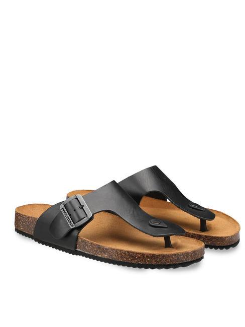 DOCKSTEPS VEGA 2284 Sandale tanga din piele cu catarama negru - Pantofi bărbați