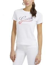 GUESS SHADED Tricou din bumbac cu decolteu alb purpuriu - tricou - 1