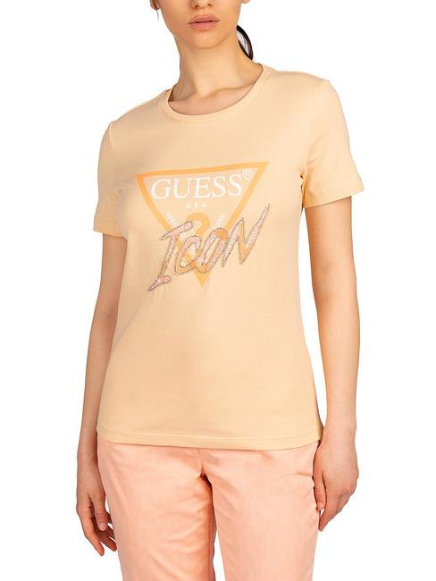 GUESS ICON Tricou din bumbac piersic nisipos - tricou