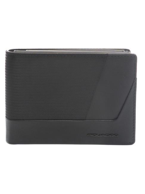 PIQUADRO WALLABY Portofel si suport card negru - Portofele bărbați