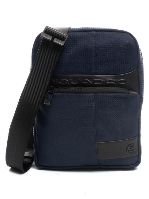PIQUADRO WOLLEM Geanta iPad mini din material si piele albastru - Genți de umăr bărbați