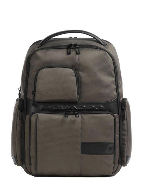 PIQUADRO WOLLEM Rucsac pentru laptop de 15,6 inchi din material și piele VERDE - Rucsacuri pentru laptop