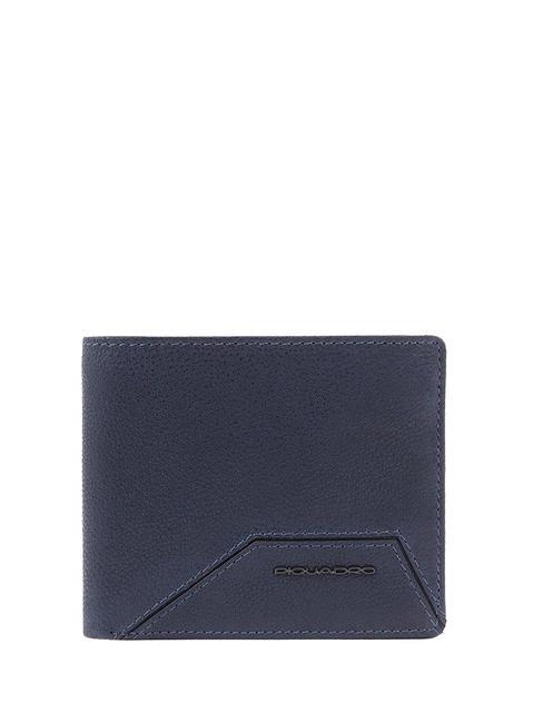 PIQUADRO W118 Portofel RFID din piele, suport card detasabil albastru - Portofele bărbați