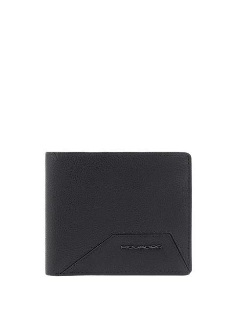 PIQUADRO W118 Portofel RFID din piele, suport card detasabil negru - Portofele bărbați
