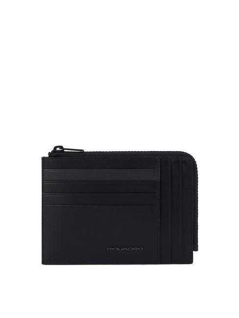 PIQUADRO W122 Poșetă și card din piele negru - Portofele bărbați