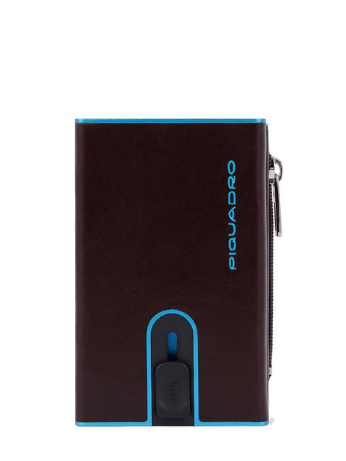 PIQUADRO BLUE SQUARE Portofel din piele cu sistem de alunecare MAHOGANY - Portofele bărbați